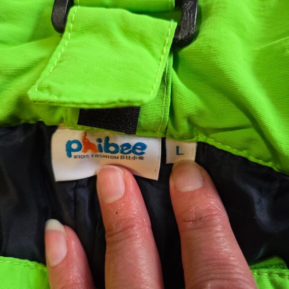 PHIBEE Kid's Lg Water/Wind Proof Breathable Polyester Snow Ski Pants Neon Green - Picture 4 of 14